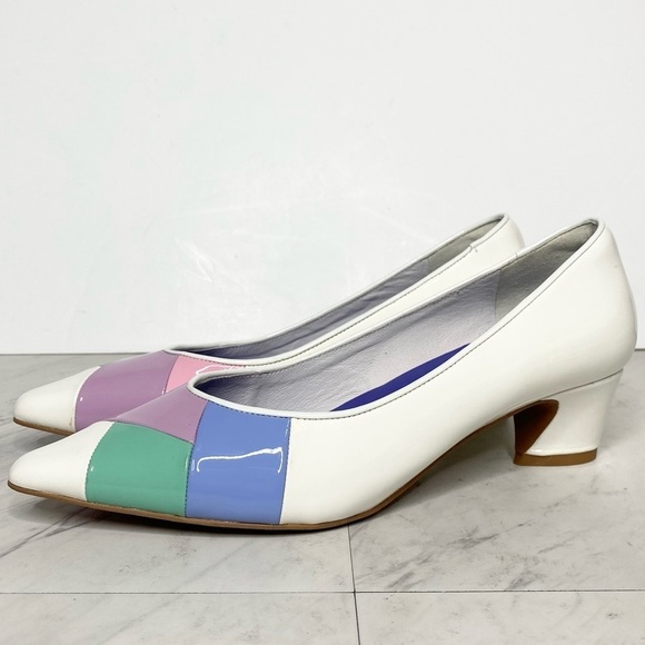 Jeffrey Campbell Pastel Colorblock Patent Leather Pointy Toe Pump 8 1/2 - Picture 1 of 15